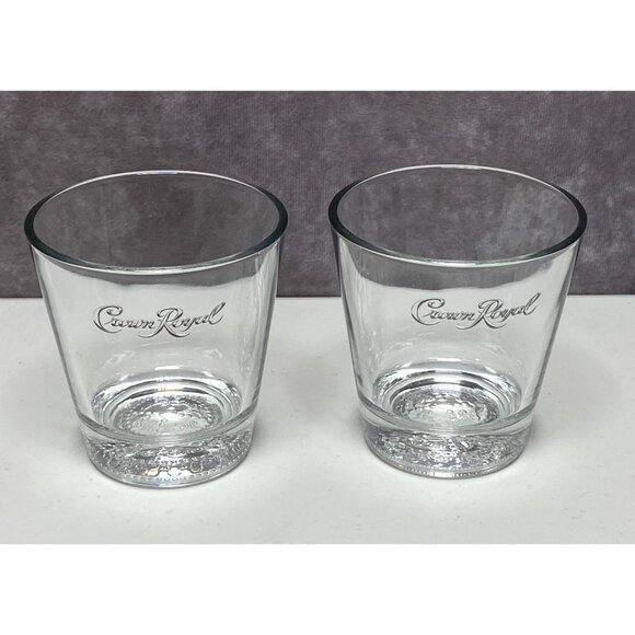 Crown Royal Tapered Old Fashioned Whiskey Glasses Set Of 2 Embossed Letters - Picture 1 of 11
